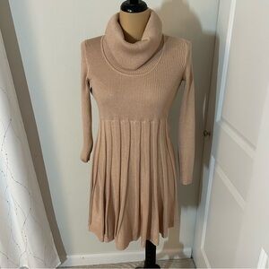 Calvin Klein Tan Cowl Neck Sweater Dress